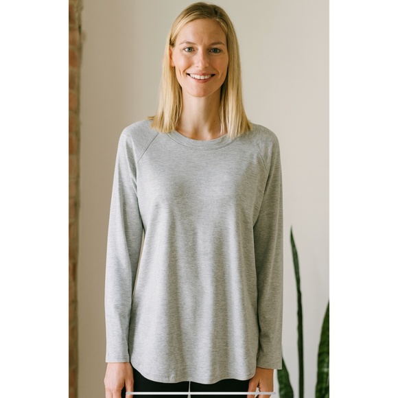 EILEEN FISHER LS TEE SHIRT ORGANIC COTTON TENCEL RAGLAN SLEEVE CREWNECK SOFT S - Picture 1 of 12